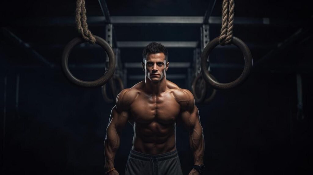 A calisthenics enthusiast defies gravity with effortless bodyweight exercises in a captivating image.